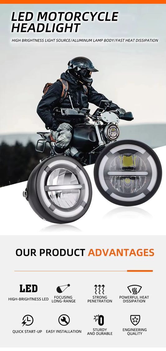 Ruko Auto 7 Inch LED Motorcycle Headlight Assembly